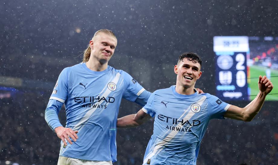 [图]英超-塞梅尼奥传射哈兰德破门 曼城3-0胜富勒姆